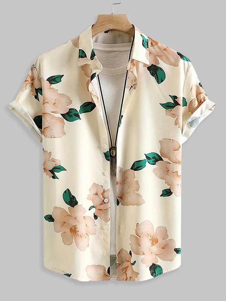 Camisa Masculina de Cetim Estampada Floral